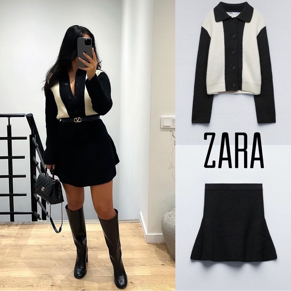 NWT ZARA COMBINATION KNIT CARDIGAN
